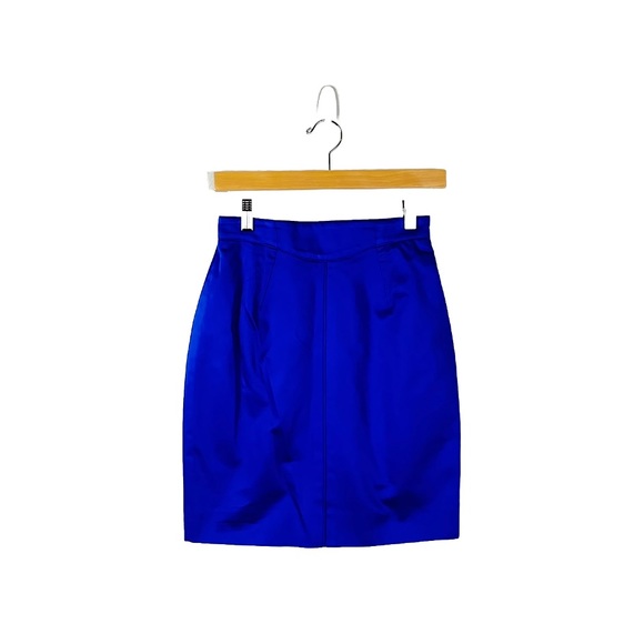 THIERRY MUGLER Paris Skirt Royal Cotton Pencil Vintage - Picture 1 of 8
